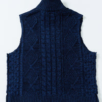 Archive ドライバーズアラン柄ニットベスト (NAVY x BLUE)