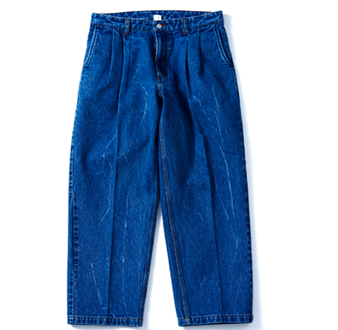 SAMPLE SALE 13ozバイオラーぜブリーチレーザー加工デニムパンツ