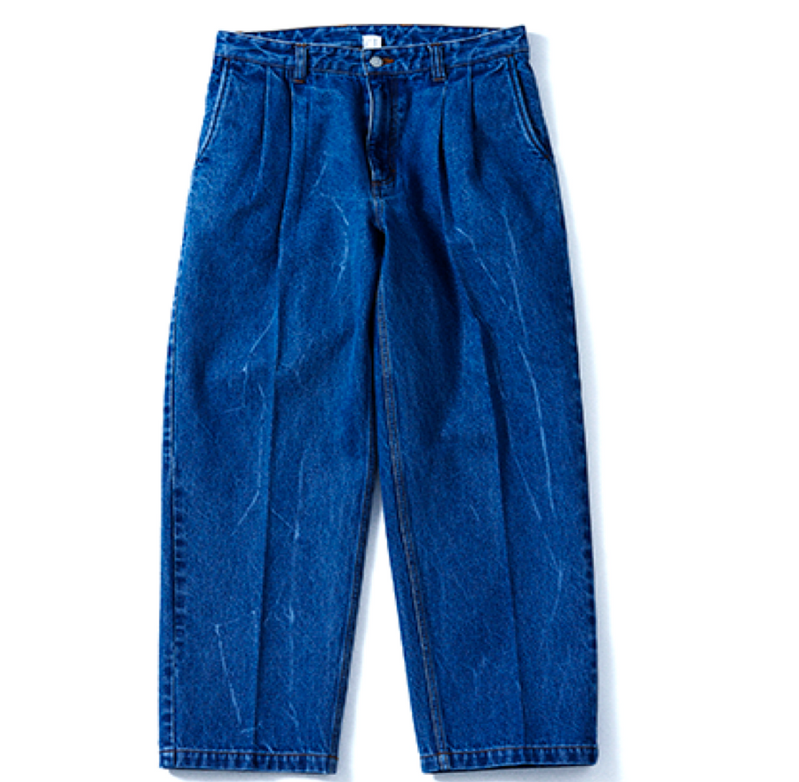 SAMPLE SALE 13ozバイオラーぜブリーチレーザー加工デニムパンツ