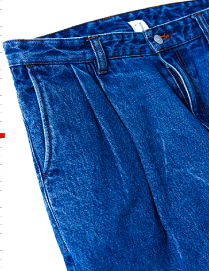 SAMPLE SALE 13ozバイオラーぜブリーチレーザー加工デニムパンツ