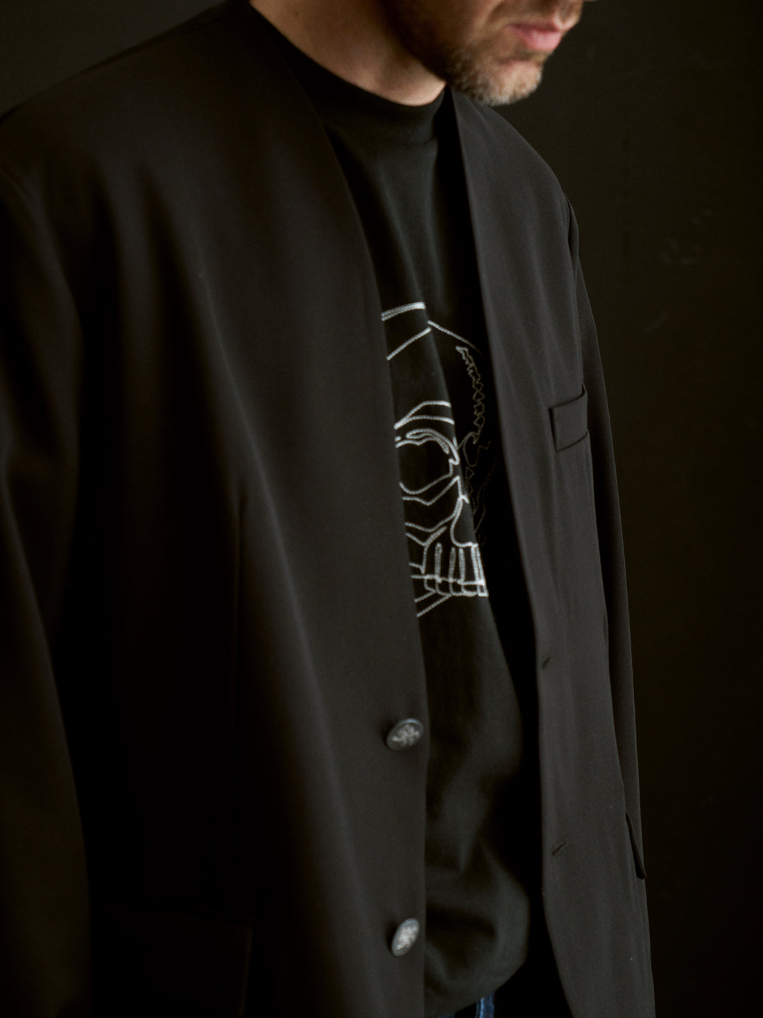 26SS SAMPLE Doeskin 2B Collarless Jacket