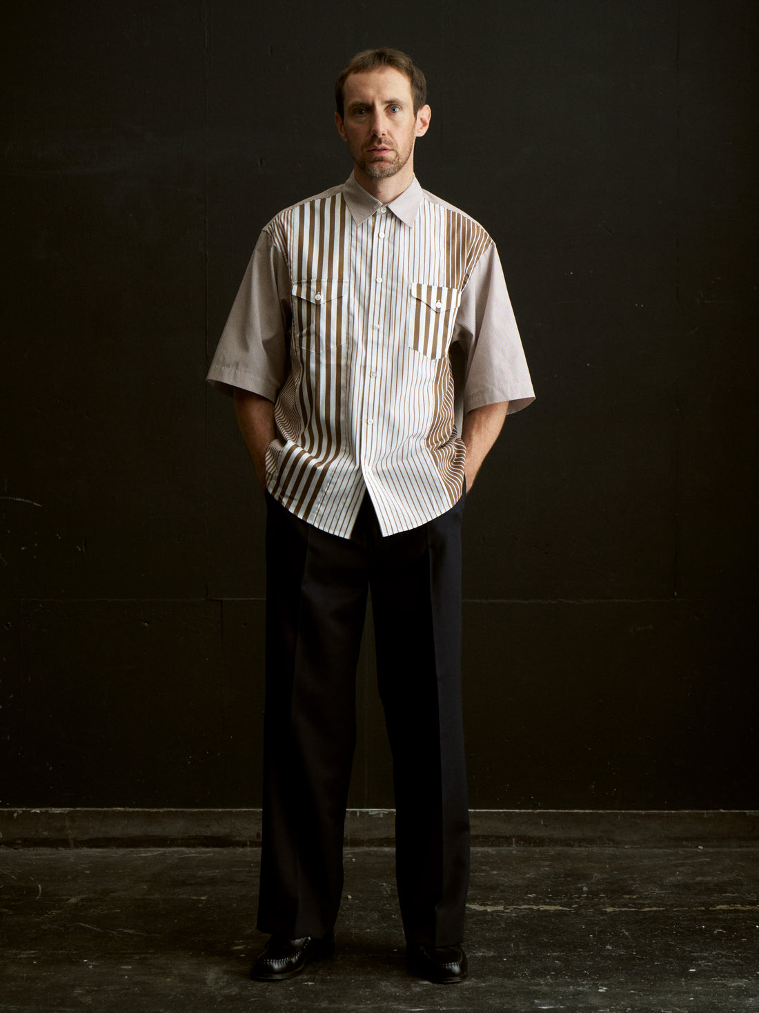 26SS SAMPLE Double Pocket H/S Stripe Shirt