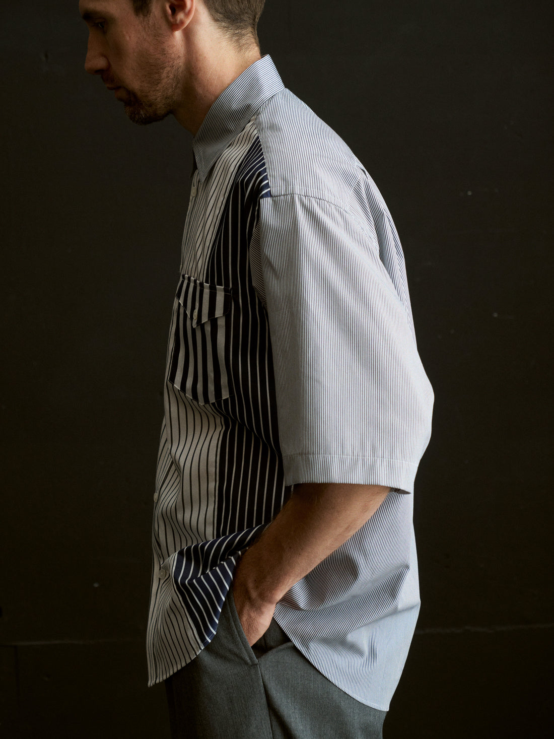26SS SAMPLE Double Pocket H/S Stripe Shirt