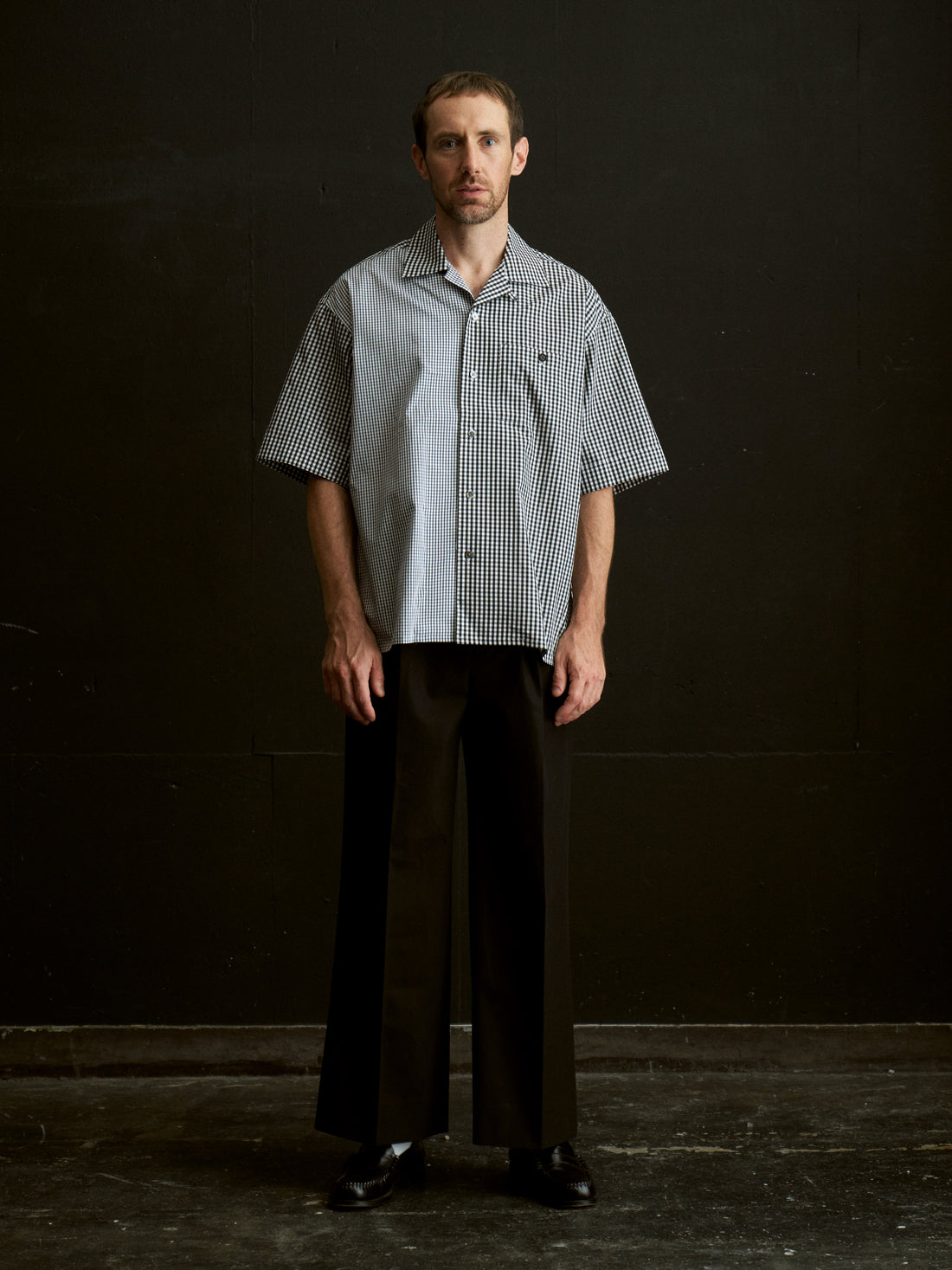 26SS SAMPLE Open collar  H/S  Gingham Check Shirt