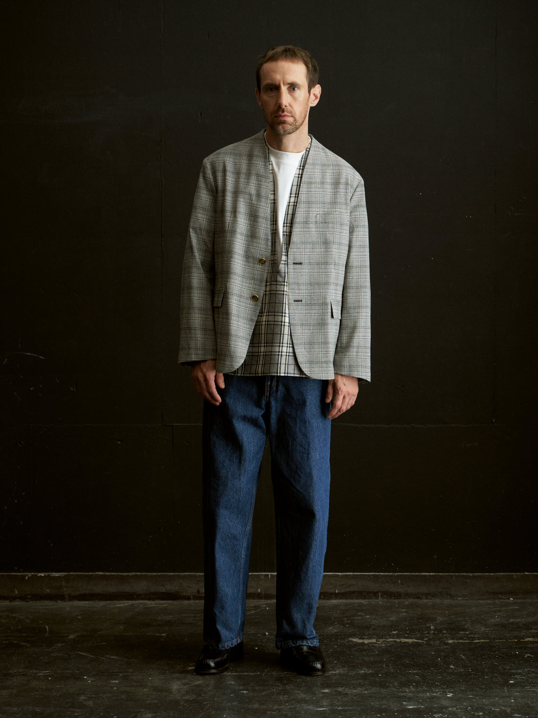 26SS SAMPLE Silk nep Collarless Jacket